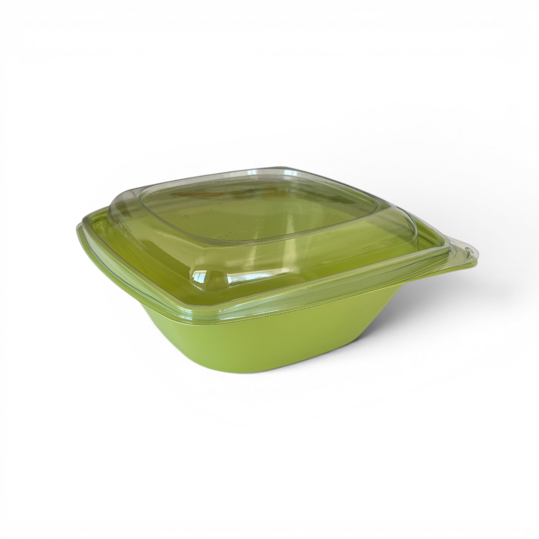 Plastskål 1000 ml med lock - Lime